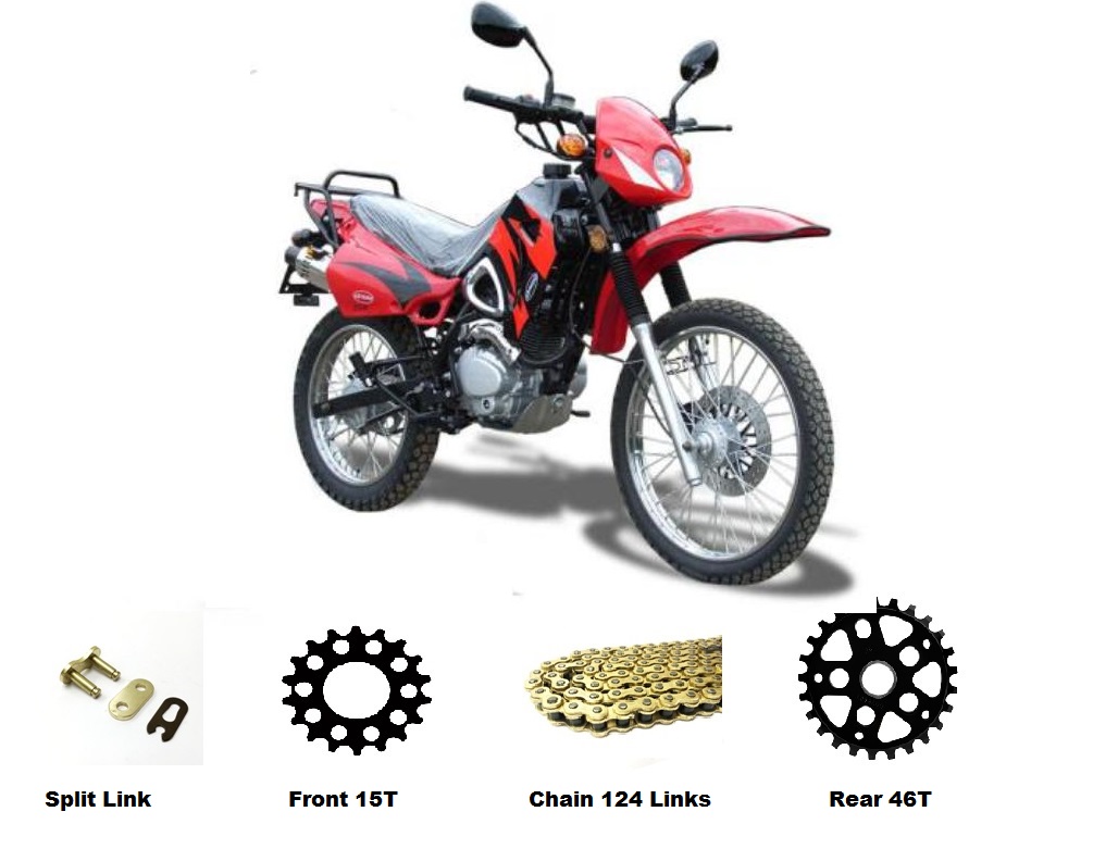 Chain & Sprockets Set GOLD to fit Kinroad Explorer XT125 GY